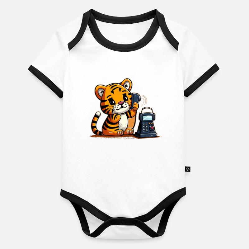 Little Tiger makes phone calls Organic Baby Contrasting Bodysuit