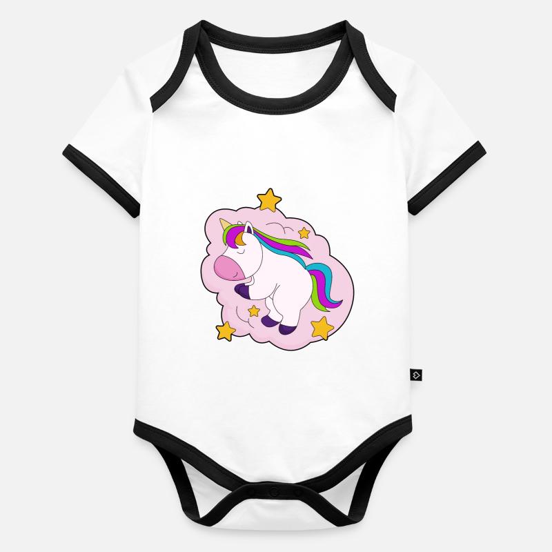 Einhorn Wolken Baby Bio-Kurzarm-Kontrastbody