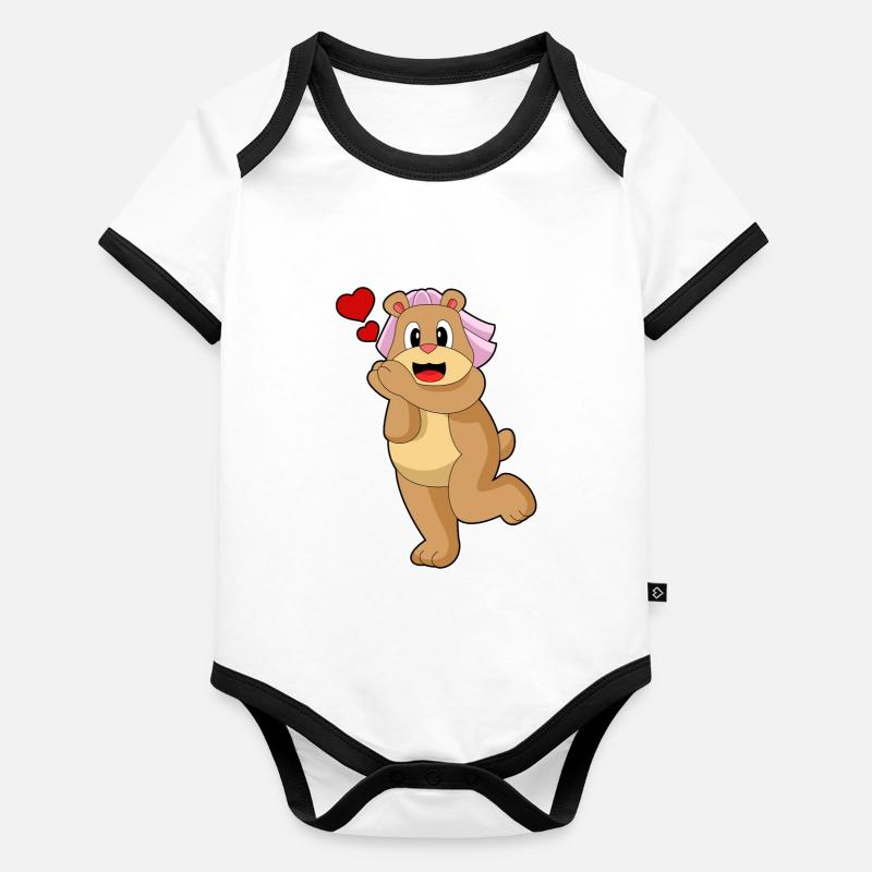 Mariage Bear Bride Veil - Body Bébé bio contrasté manches courtes - 