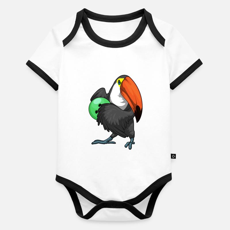 Boule de bowling Toucan Body Bébé bio contrasté manches courtes