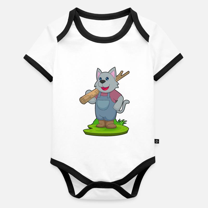 Cat Farmer Tree Trunk Organic Baby Contrasting Bodysuit