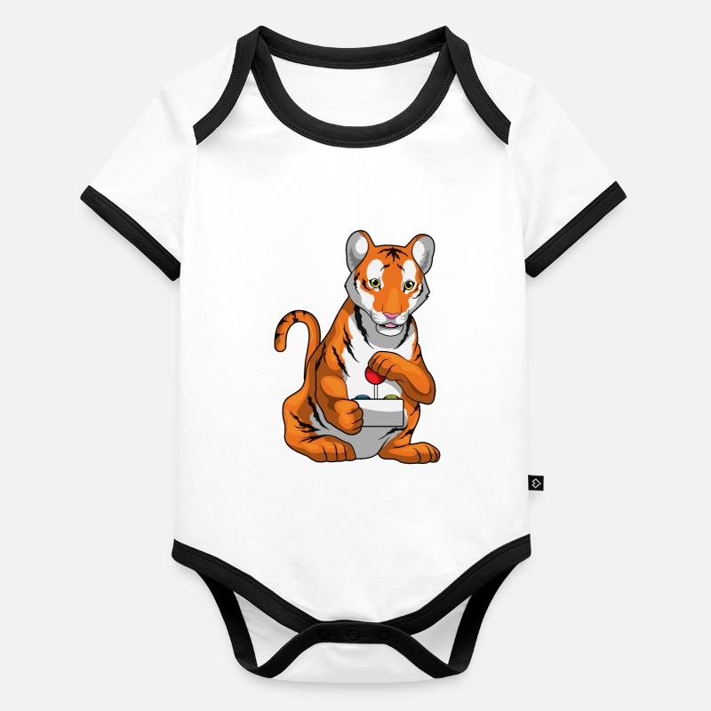 Tiger Gamer Controller Baby Bio-Kurzarm-Kontrastbody