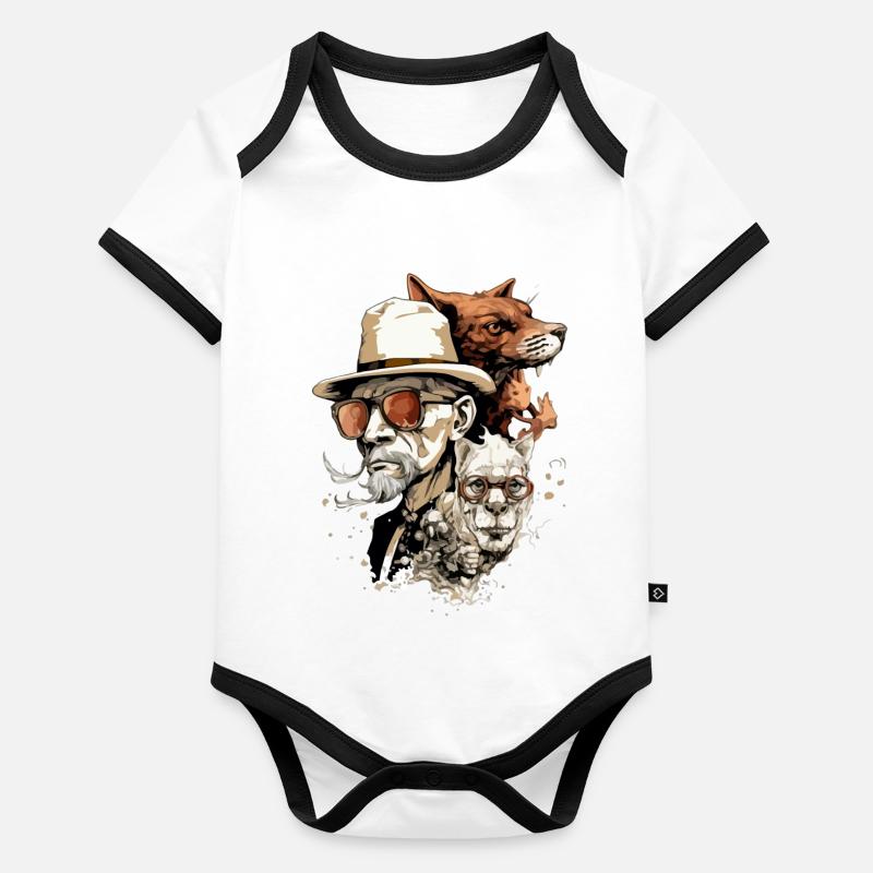 Wang le maitre Body Bébé bio contrasté manches courtes