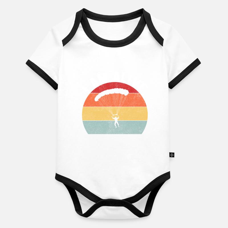 Parachutisme parachutiste Body Bébé bio contrasté manches courtes