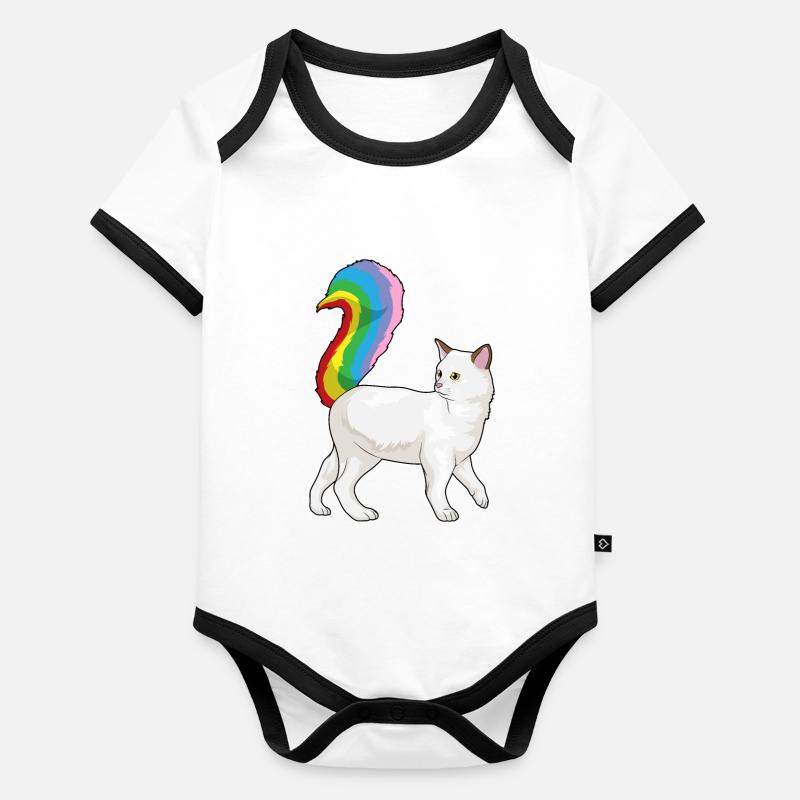 Arc-en-ciel de chat Body Bébé bio contrasté manches courtes