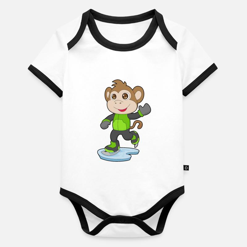 Patins à glace Monkey Body Bébé bio contrasté manches courtes