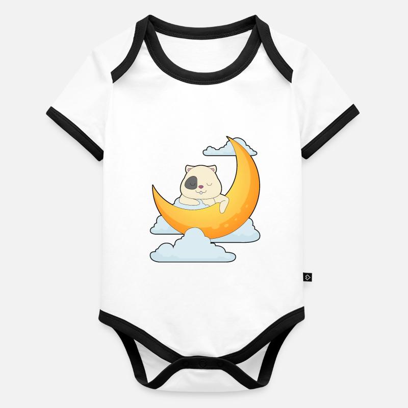 Hamster Moon Clouds Organic Baby Contrasting Bodysuit
