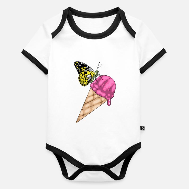 Schmetterling Waffeleis Baby Bio-Kurzarm-Kontrastbody