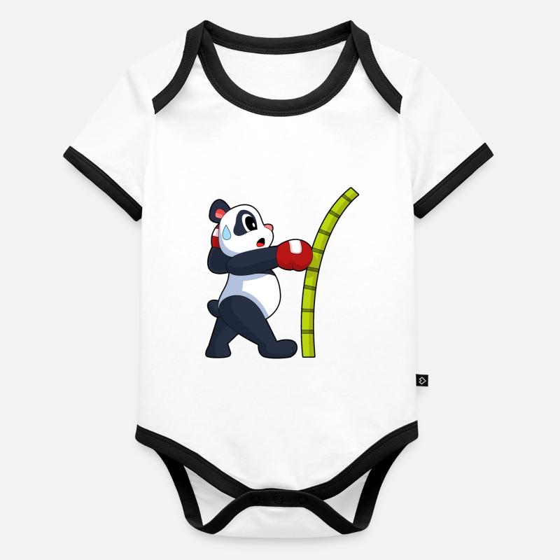 Panda Boxer Boxhandschuhe Boxen Baby Bio-Kurzarm-Kontrastbody