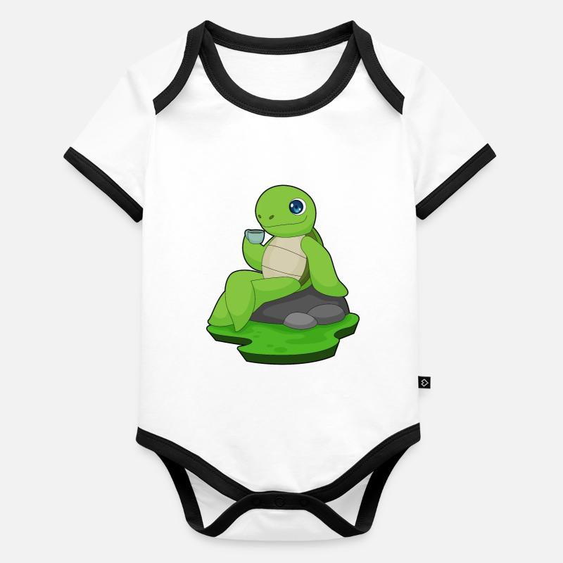 Turtle Coffee Mug Organic Baby Contrasting Bodysuit