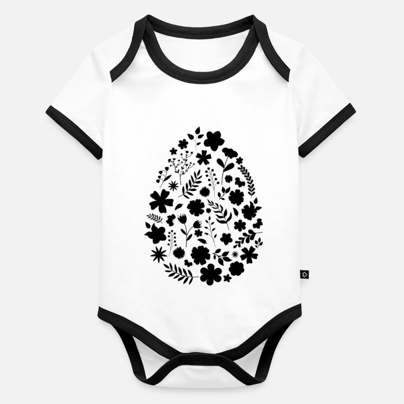 Oeuf de fleurs / citation de pâques Body Bébé bio contrasté manches courtes