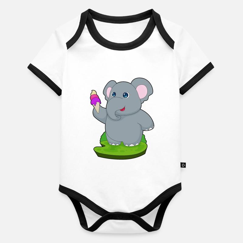 Elephant Waffle Ice Cream Organic Baby Contrasting Bodysuit