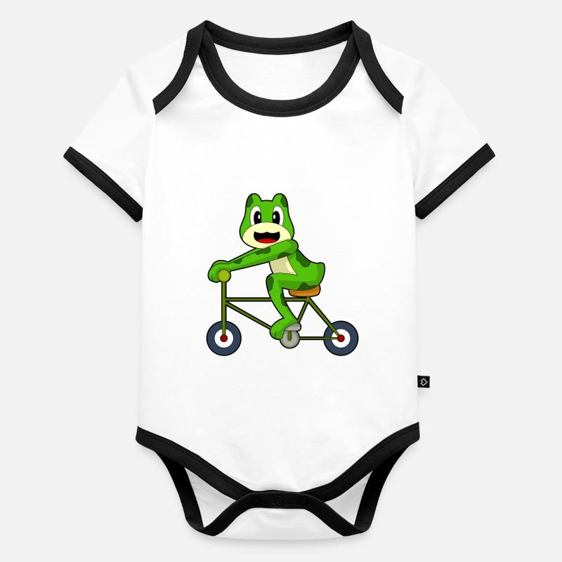 Vélo grenouille Body Bébé bio contrasté manches courtes