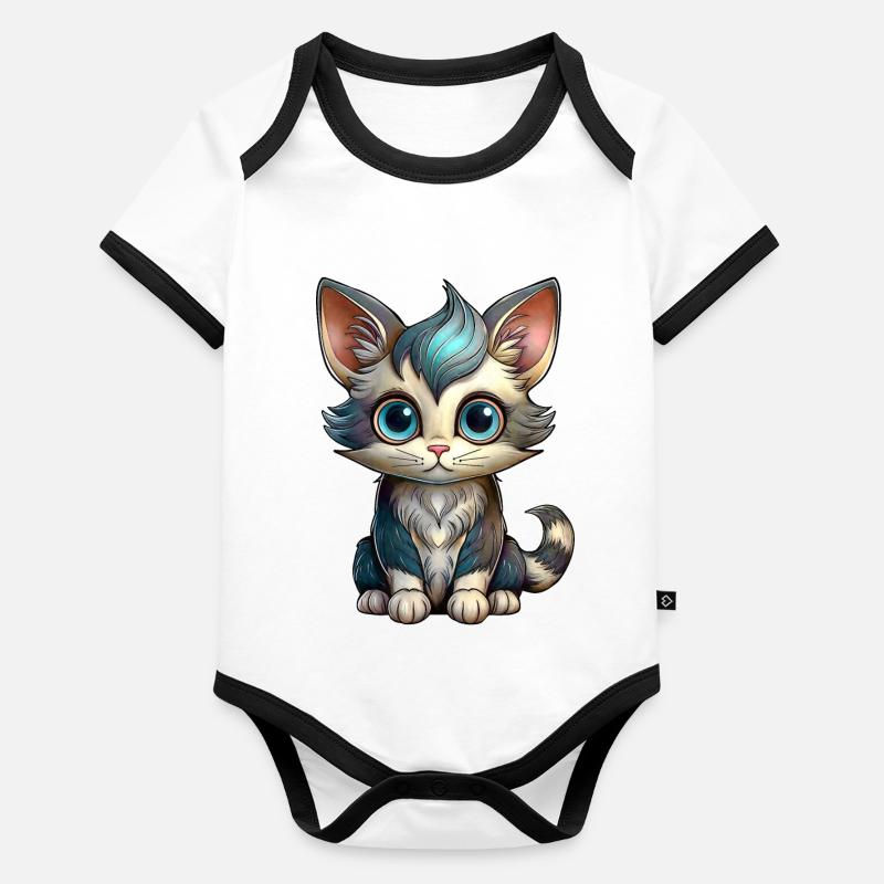 Petit Chat Body Bébé bio contrasté manches courtes