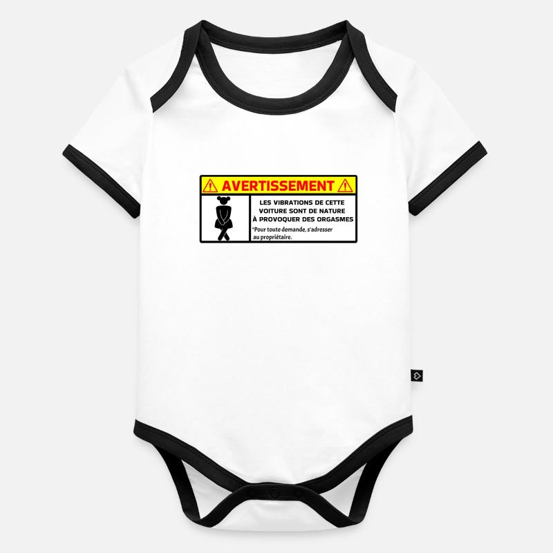 Avertissement Body Bébé bio contrasté manches courtes