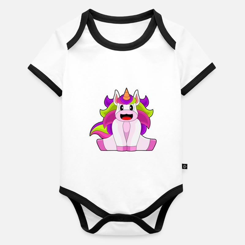 Licorne à poils longs Body Bébé bio contrasté manches courtes