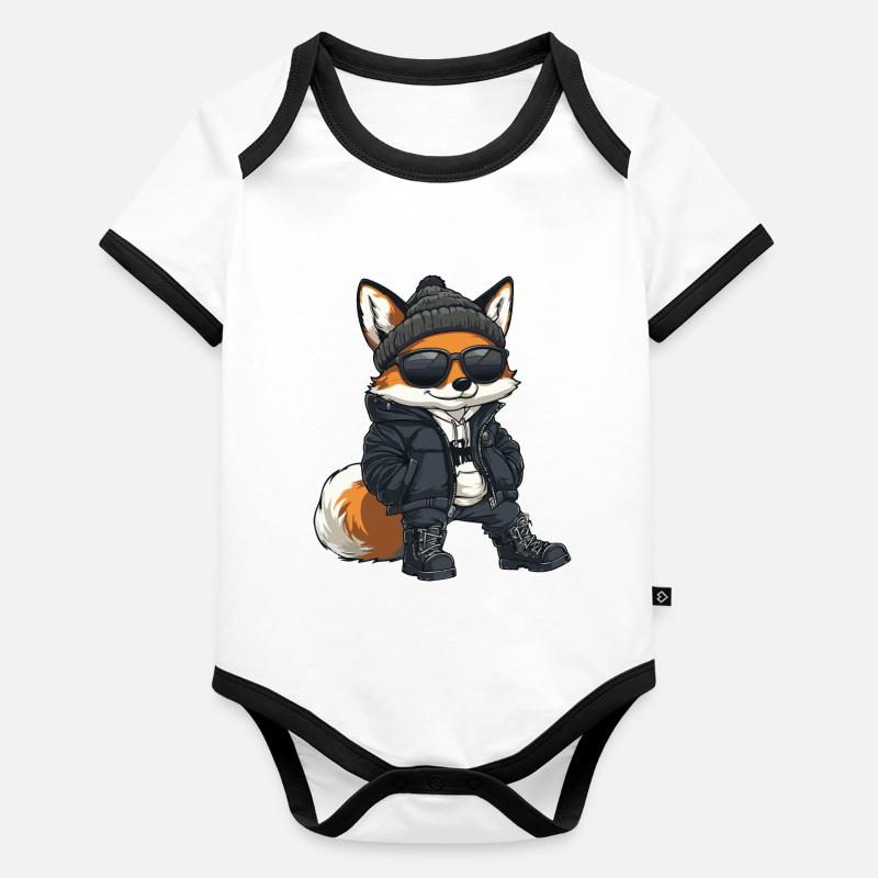 Renard d’hiver Body Bébé bio contrasté manches courtes
