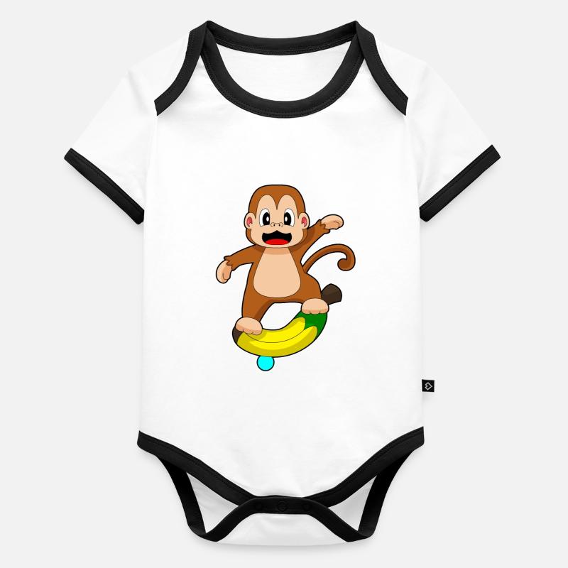 Équilibre Monkey Banana Body Bébé bio contrasté manches courtes