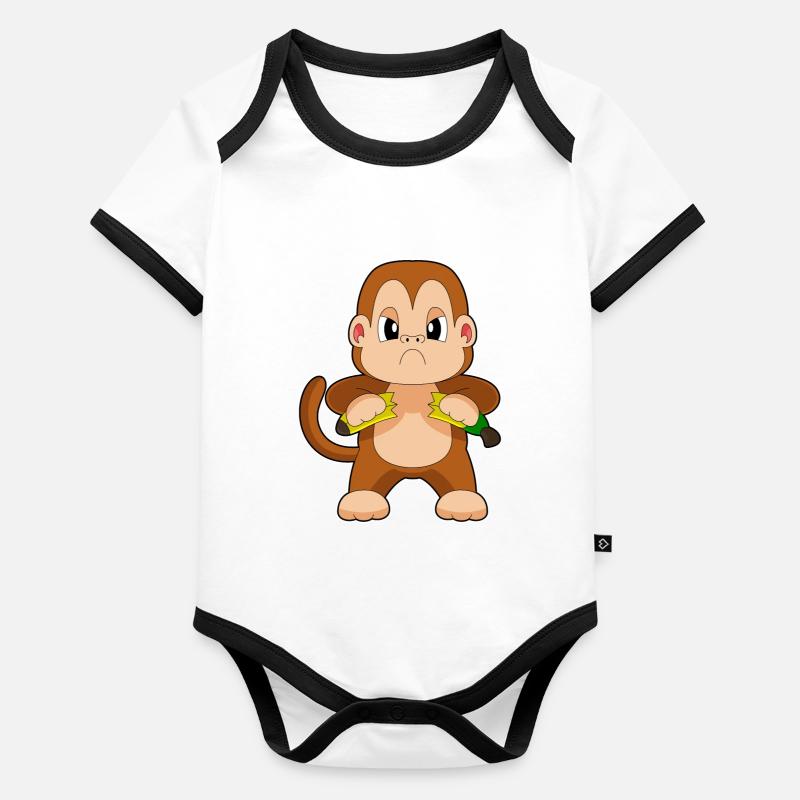 Affe Banane Wütend Baby Bio-Kurzarm-Kontrastbody