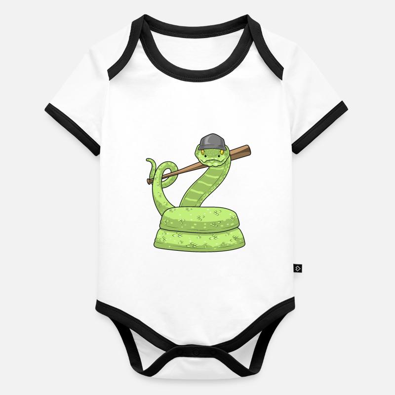 Snake Baseball Batte de baseball Body Bébé bio contrasté manches courtes