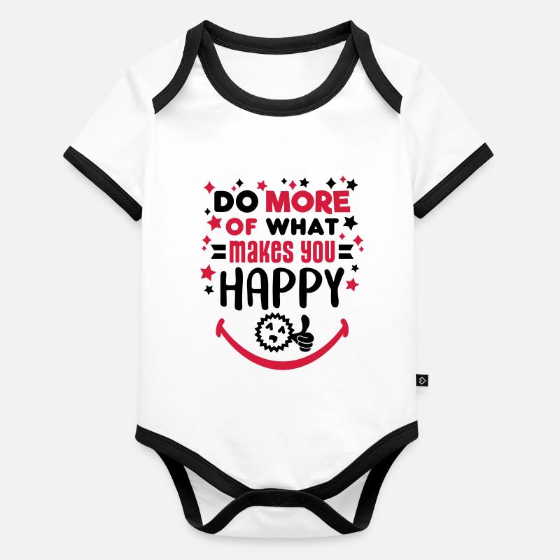 Make Happy (Schriftzug, Sterne) Baby Bio-Kurzarm-Kontrastbody