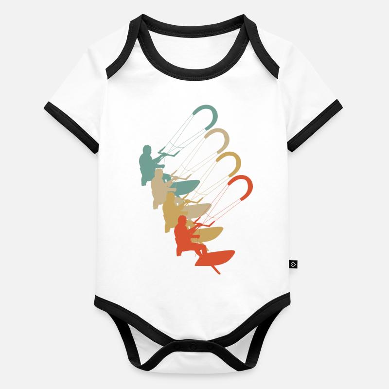 Vintage retro style kitesurfing stunt kite sailing Organic Baby Contrasting Bodysuit