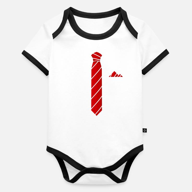 Cravate avec substitut de cravate rouge mouchoir Body Bébé bio contrasté manches courtes