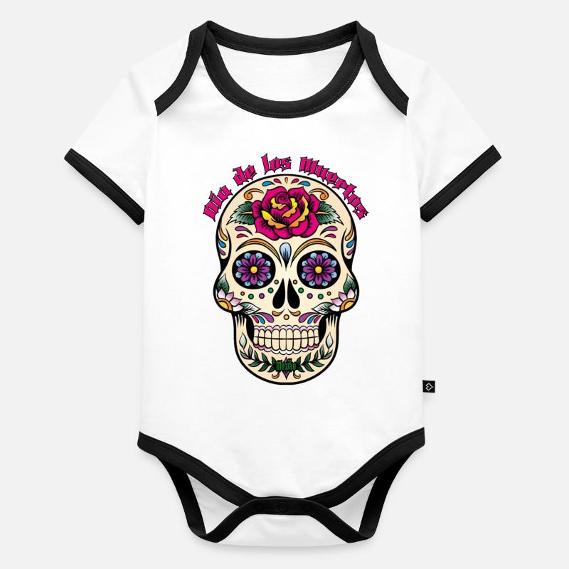 Dia de los Muertos dos Body Bébé bio contrasté manches courtes