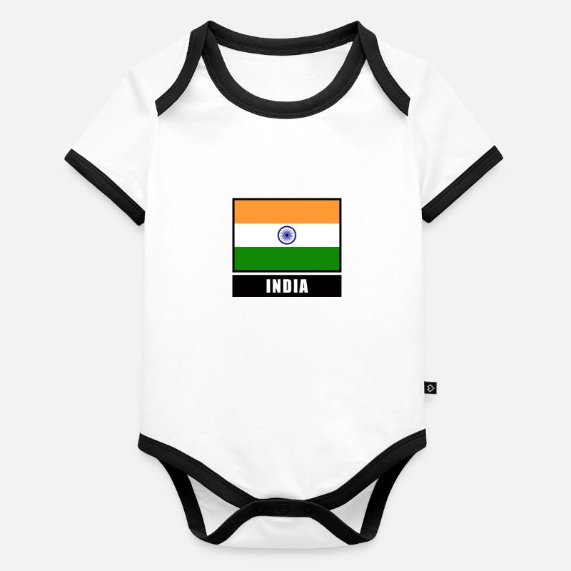 Inde Drapeau indien drapeau Body Bébé bio contrasté manches courtes