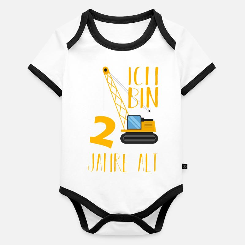 2. Geburtstag Bagger Kindergeburtstag Geschenkidee Baby Bio-Kurzarm-Kontrastbody