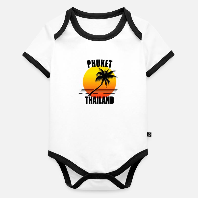 Phuket Thaïlande coucher de soleil Body Bébé bio contrasté manches courtes