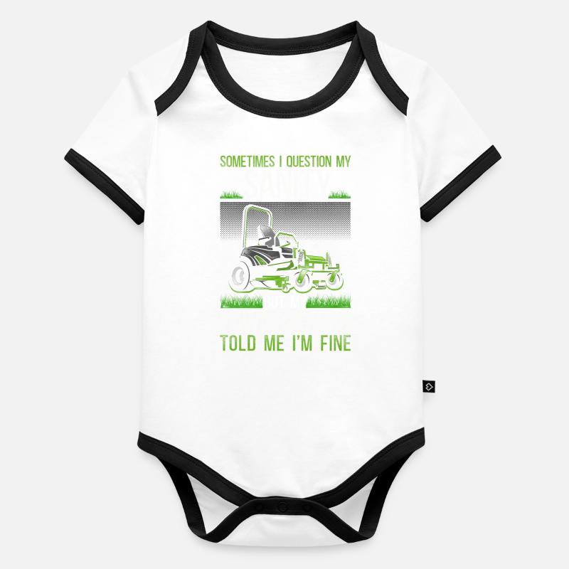 Lawn Mower Mowing Dad Father Baby Bio-Kurzarm-Kontrastbody