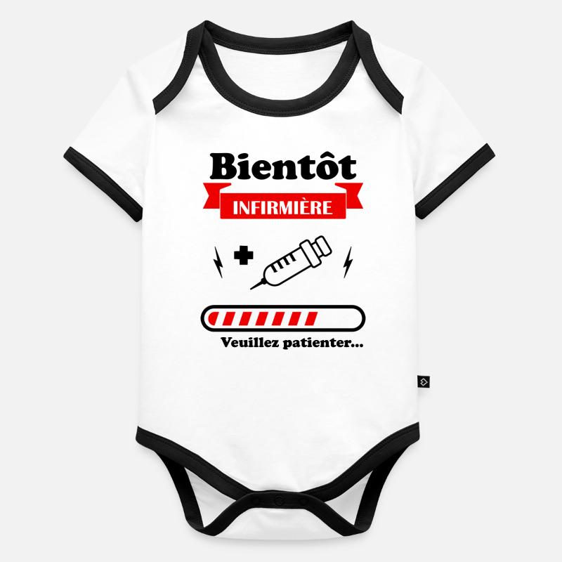 Bientôt infirmière, future infirmière Body Bébé bio contrasté manches courtes
