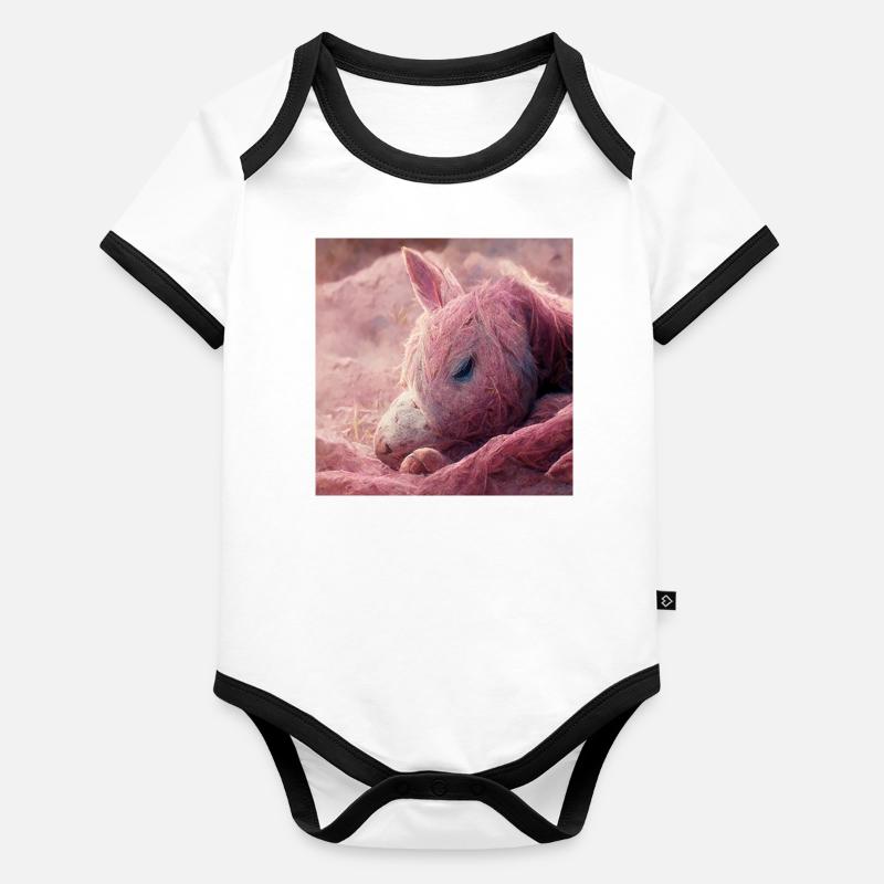 Bébé cheval gît sur le sol Rosa V Body Bébé bio contrasté manches courtes