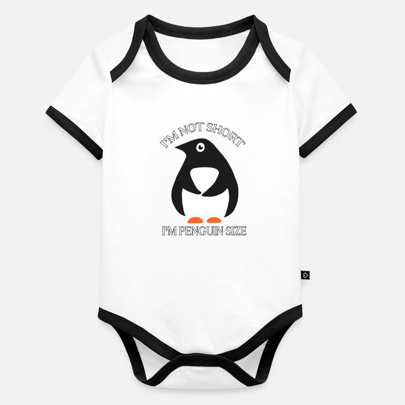 Je ne suis pas petit, je suis taille pingouin Body Bébé bio contrasté manches courtes