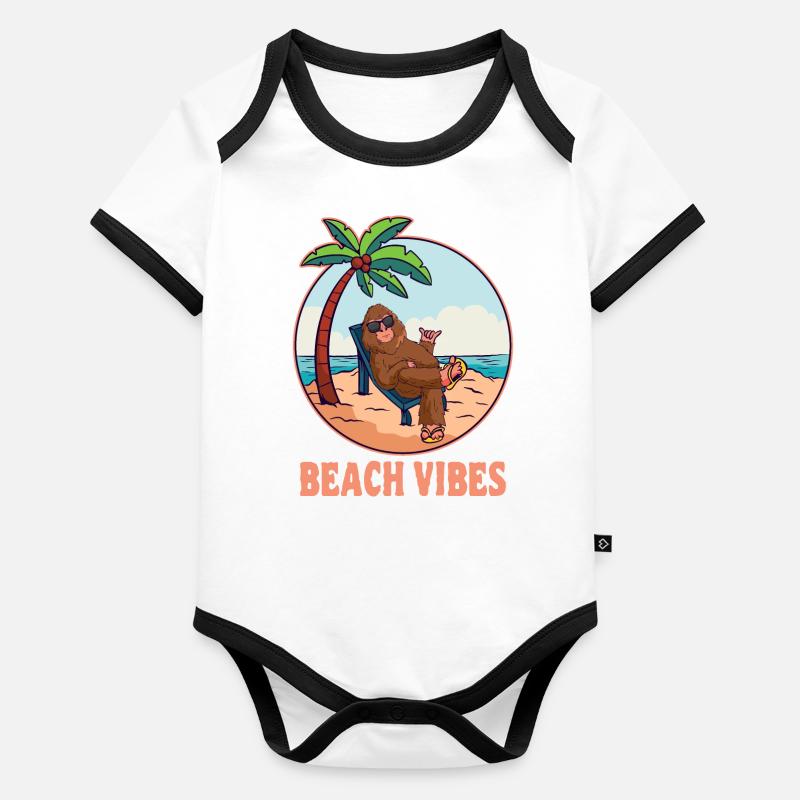 Beach Vibes Bigfoot Sommerferien Sasquatch Baby Bio-Kurzarm-Kontrastbody