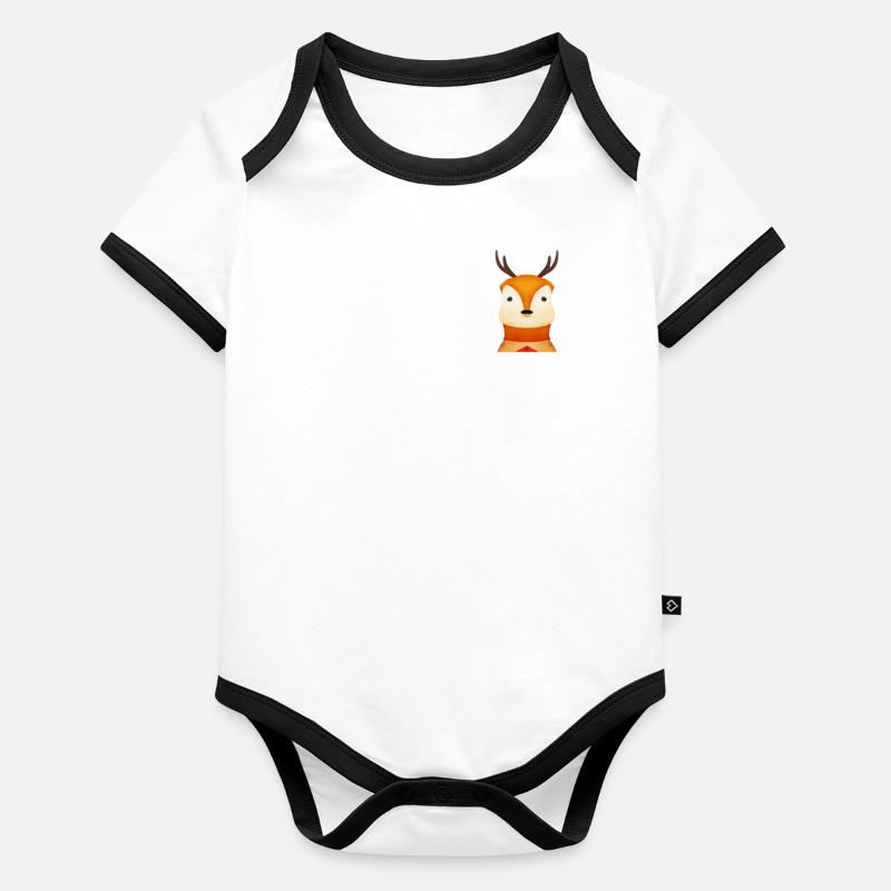 Cerf mignon Body Bébé bio contrasté manches courtes