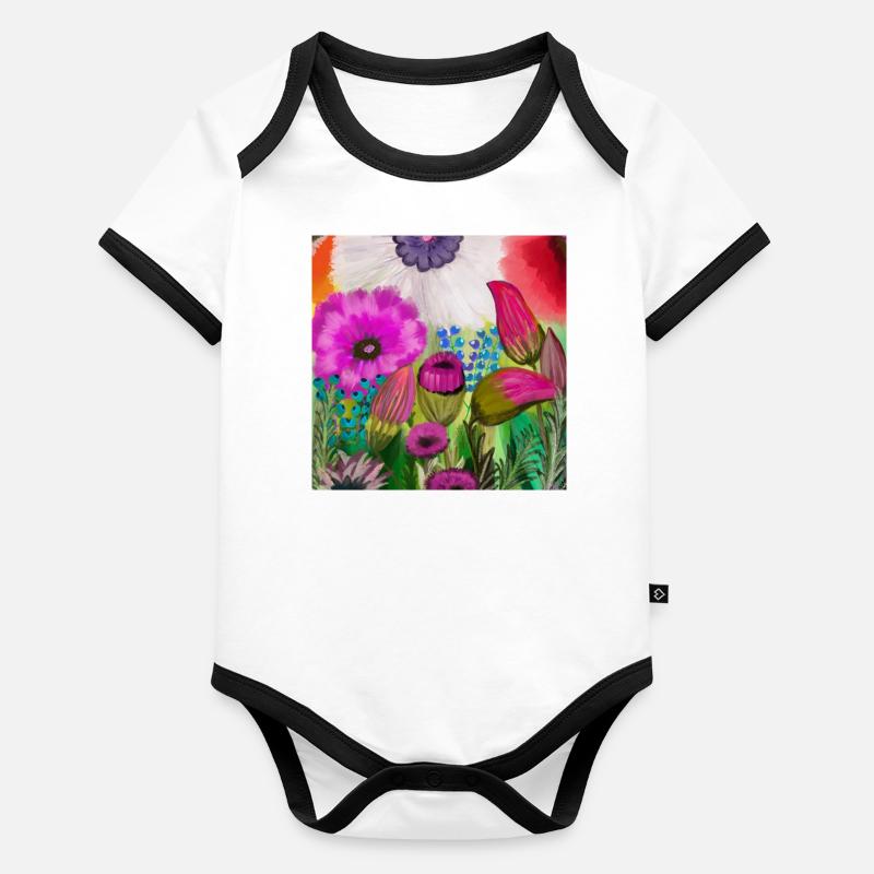 Schraffierung Baby Bio-Kurzarm-Kontrastbody