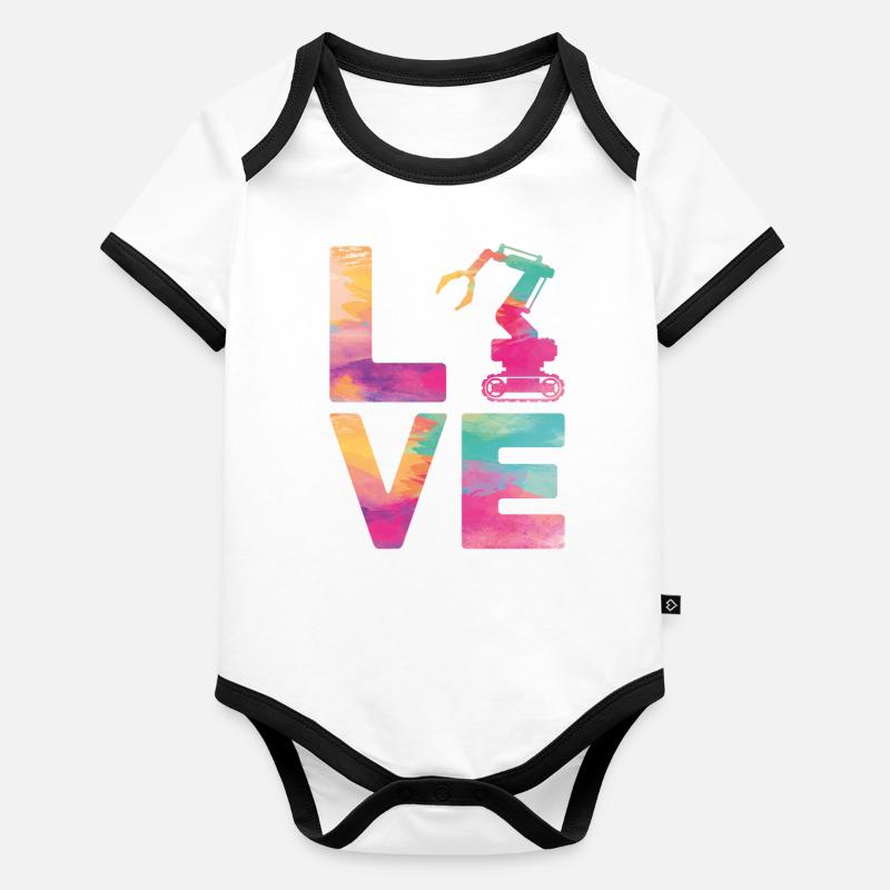 Robot Robotics Engineer Watercolor Baby Bio-Kurzarm-Kontrastbody