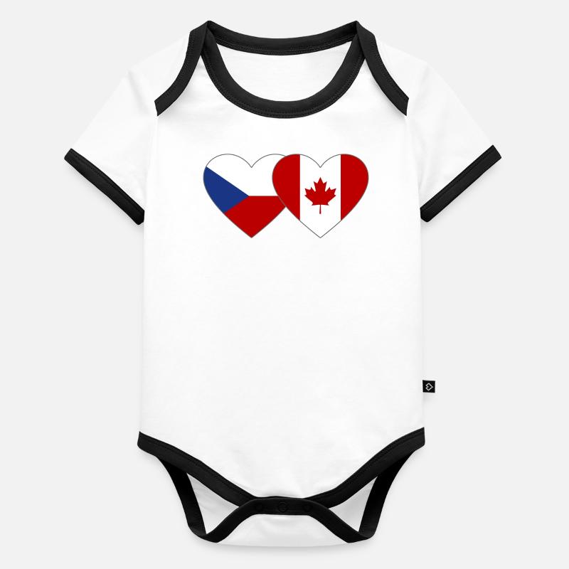Drapeau du cœur de Checia Canada Body Bébé bio contrasté manches courtes