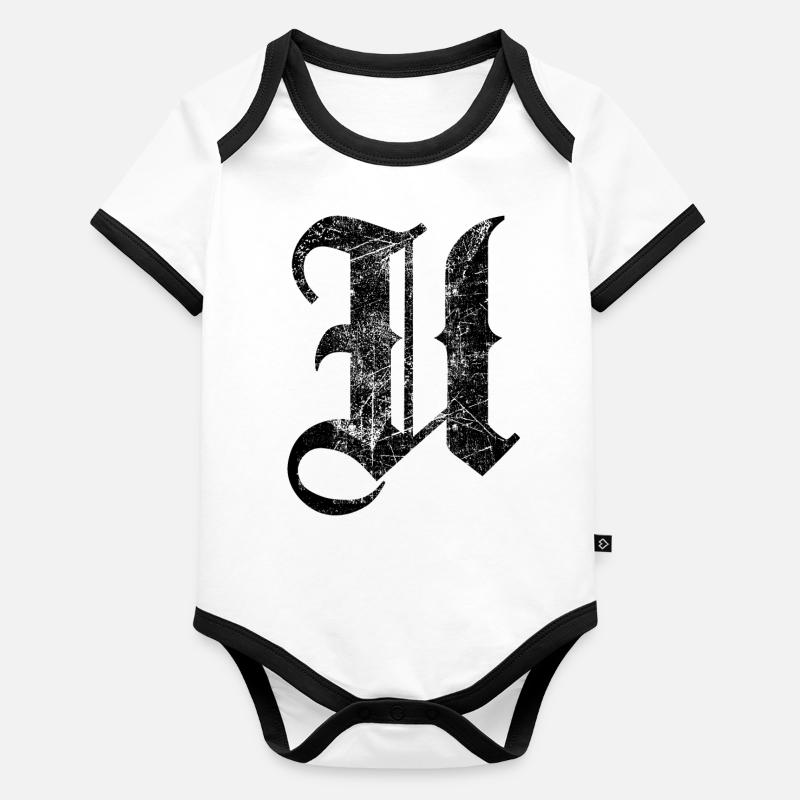 Tshirt alphabet initiale U Body Bébé bio contrasté manches courtes