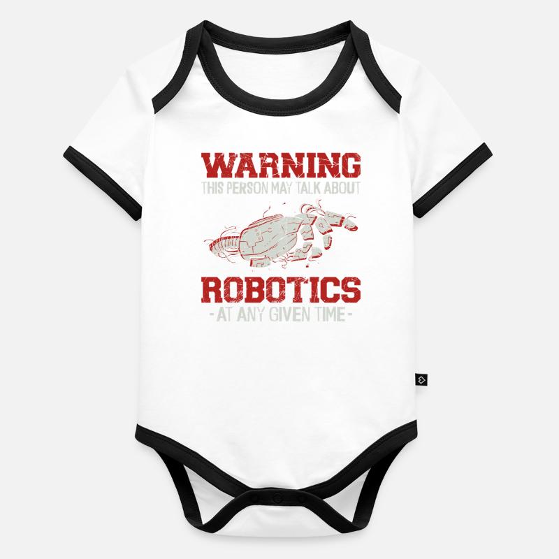 Robot Robotics Engineer Warning Organic Baby Contrasting Bodysuit