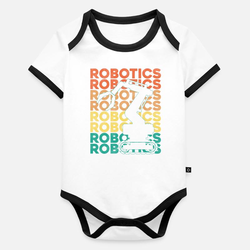 Robot Robotics Engineer Retro Organic Baby Contrasting Bodysuit