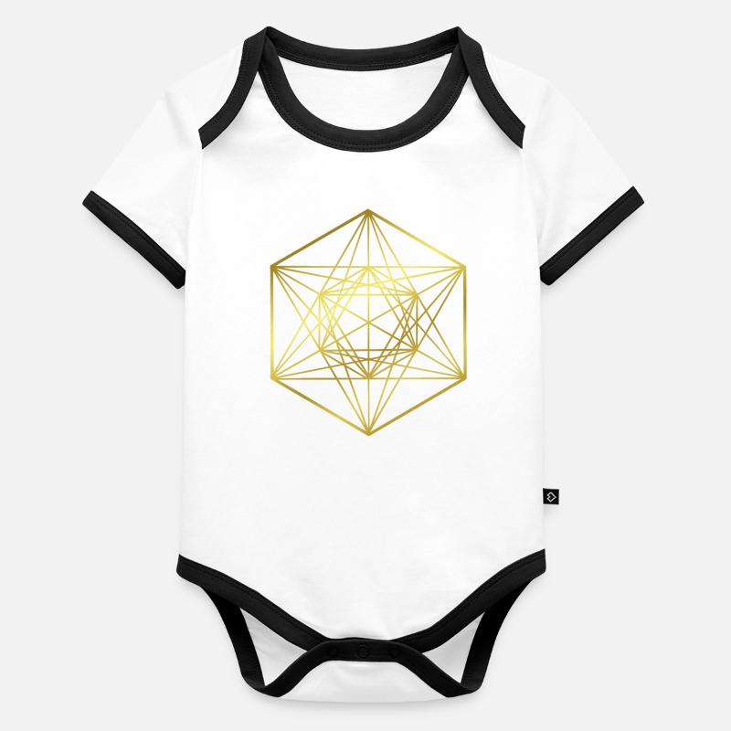Graphisme - design graphique - géométrie sacrée Body Bébé bio contrasté manches courtes