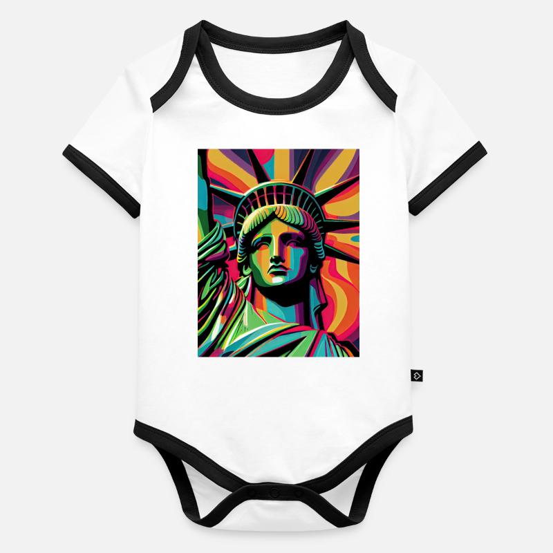 Colorful Liberty Statue Organic Baby Contrasting Bodysuit