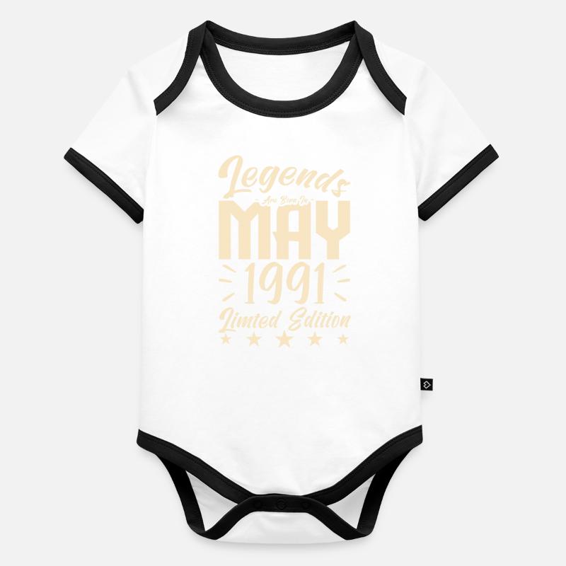 Geboren Mai 1991 Geburtstagsgeschenk 1991. Baby Bio-Kurzarm-Kontrastbody