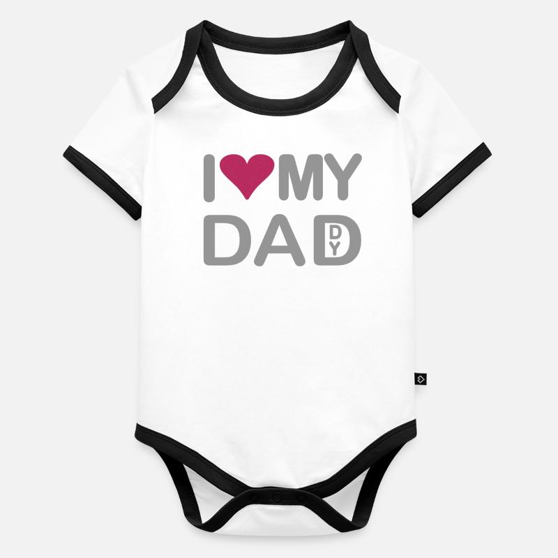 J’aime mon papa J’aime mon papa Body Bébé bio contrasté manches courtes