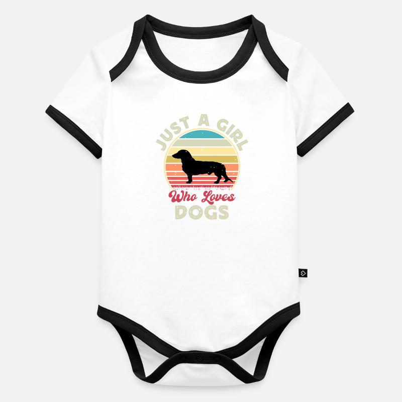 Westfälische Dachsbracke Hund Silhouette Retro Sonne Baby Bio-Kurzarm-Kontrastbody