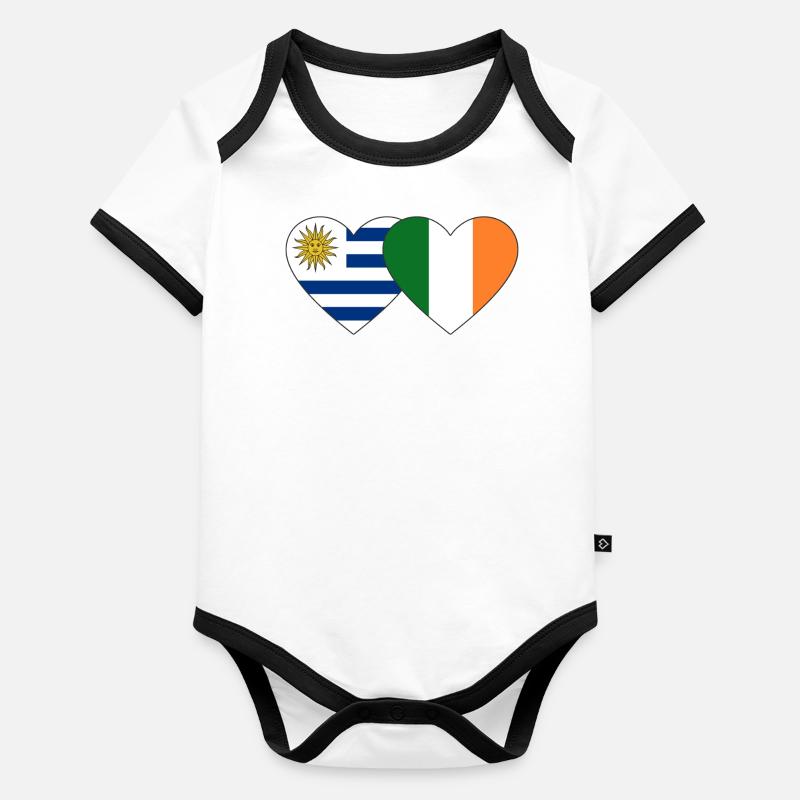 Uruguay Irlande Drapeau du cœur Body Bébé bio contrasté manches courtes