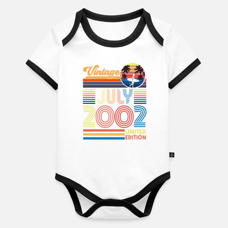 Anniversary July 2002. Gift July 2002. Organic Baby Contrasting Bodysuit